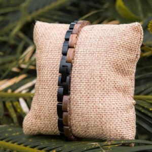 Handmade Natural Walnut Wooden Bracelet - Duet_4