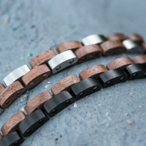 Handmade Natural Walnut Wooden Bracelet - Duet_8