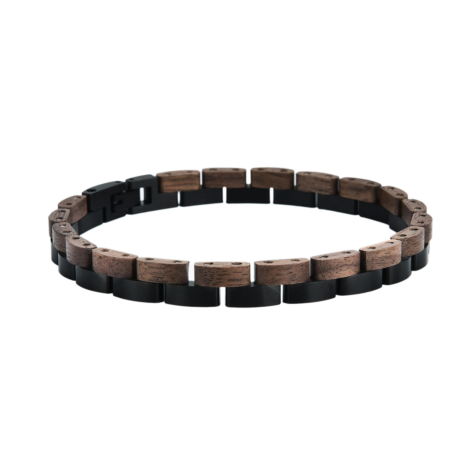 Handmade Natural Walnut Wooden Bracelet - Duet