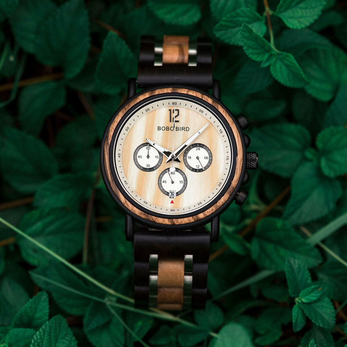 Handmade Original Wood Grain Wooden Watches for Men Ebony Stainless Steel Chronograph Watch - Peredur_2
