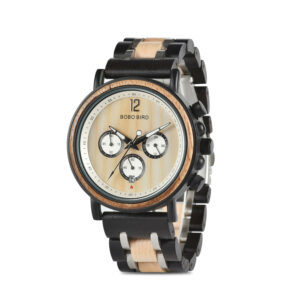 Handmade Original Wood Grain Wooden Watches for Men Ebony Stainless Steel Chronograph Watch - Peredur_4