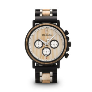 Handmade Original Wood Grain Wooden Watches for Men Ebony Stainless Steel Chronograph Watch - Peredur_5