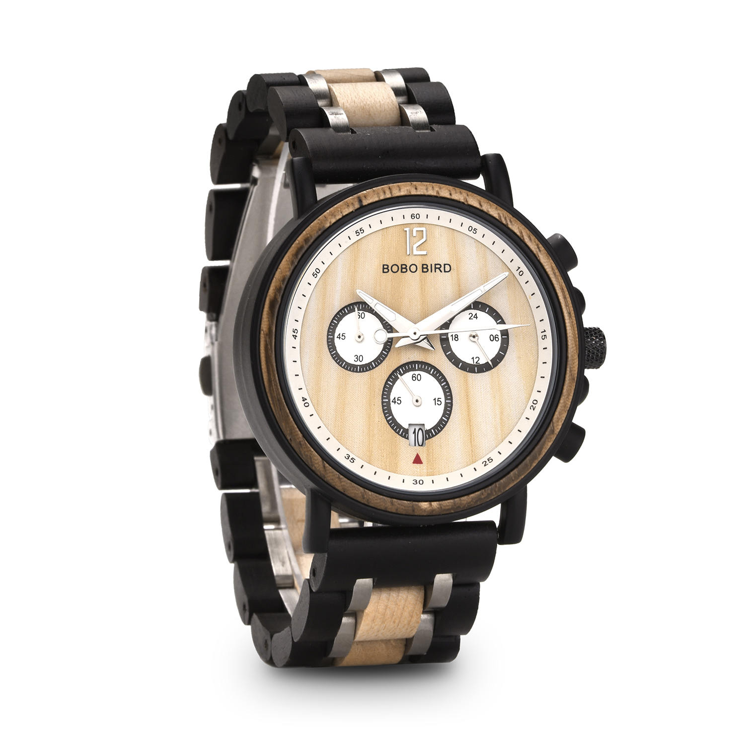 Handmade Original Wood Grain Wooden Watches for Men Ebony Stainless Steel Chronograph Watch - Peredur_6