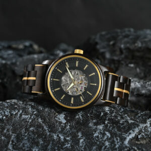 Men’s Automatic Mechanical Wooden Watch Handmade Ebony Black Limited Edition Collection – Pilot_1