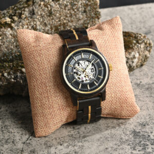 Men’s Automatic Mechanical Wooden Watch Handmade Ebony Black Limited Edition Collection – Pilot_11