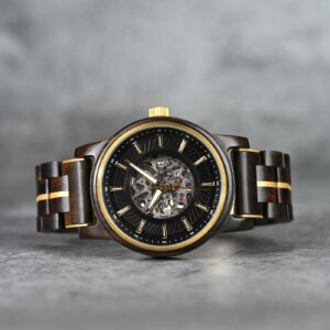 Men’s Automatic Mechanical Wooden Watch Handmade Ebony Black Limited Edition Collection – Pilot_12