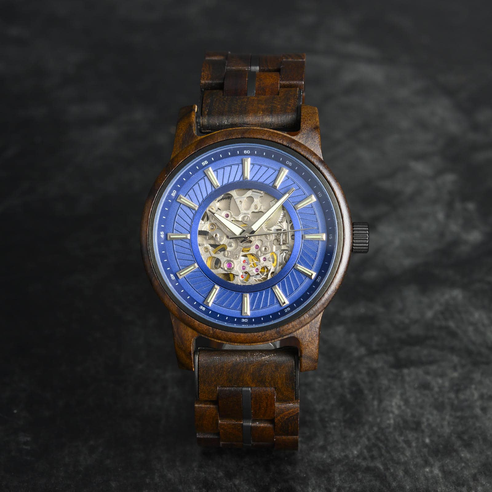 Mens Automatic Mechanical Wooden Watch Handmade of Natural Ebony Limited Edition Collection Pilot 2
