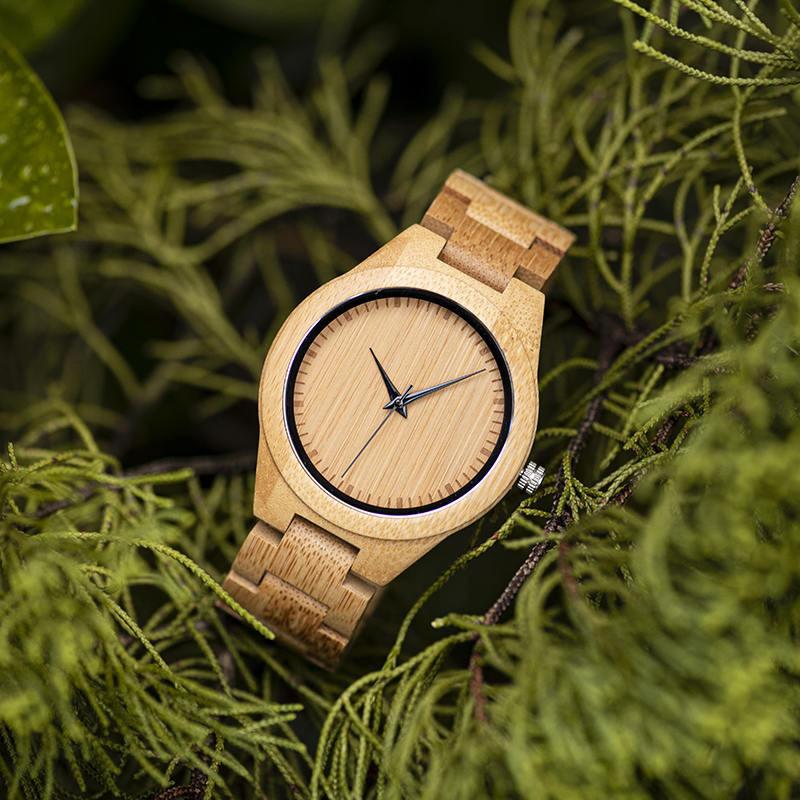 Men's Bamboo Wooden Watch Handmade Natural Bamboo Wooden Strap Japanese Movement Unique and Lightweight D19-1-4