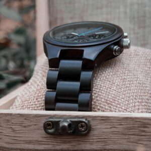 Men's Chronograph Wood Watch Black Sandalwood T32_12