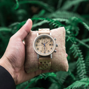 Men's Classic Handmade Maple Wooden Watch Natural Wooden Dial with Date Display Chronograph Watches S08-3
