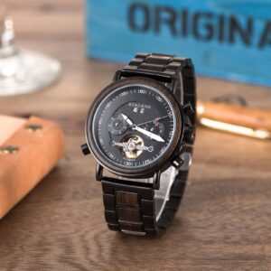Men’s Mechanical Wooden Watches Ebony – Aviator_1
