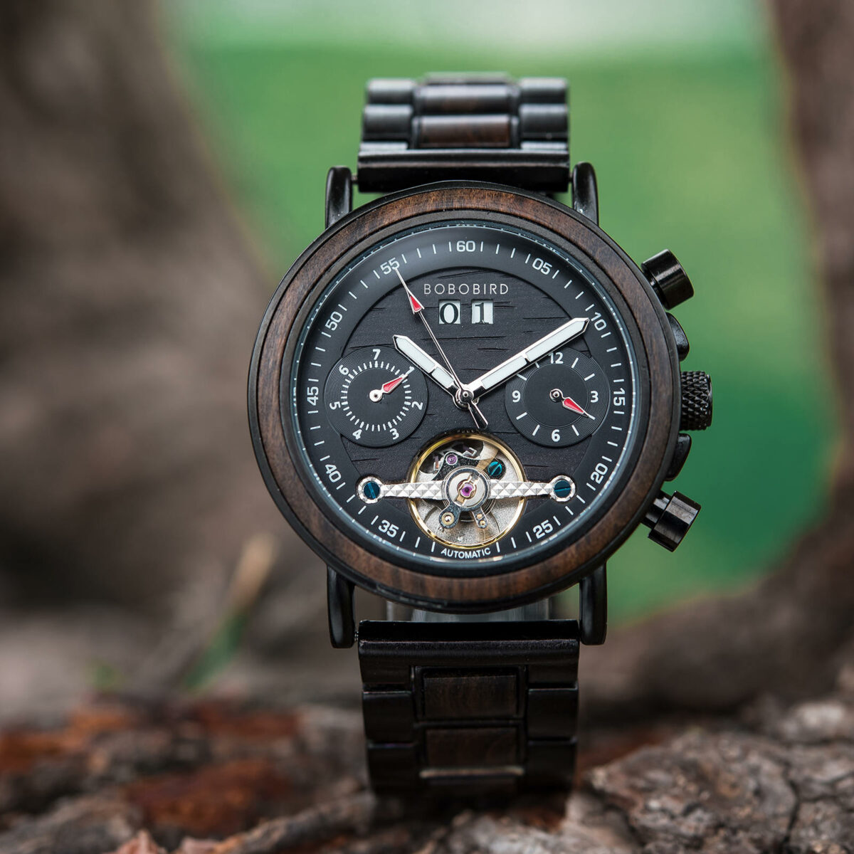 Men’s Mechanical Wooden Watches Ebony