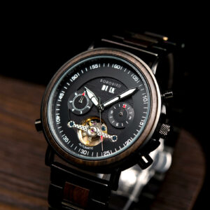 Men’s Mechanical Wooden Watches Ebony – Aviator_2