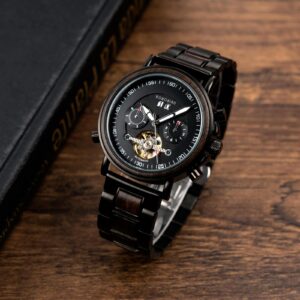 Men’s Mechanical Wooden Watches Ebony – Aviator_5