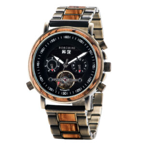 Men's Mechanical Wooden Watches Zebrawood - Aviator_2