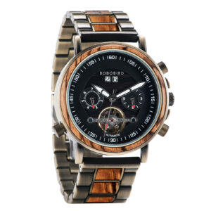 Men's Mechanical Wooden Watches Zebrawood - Aviator_3