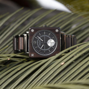 Men's Natural Wooden Watches Square Dial Chrono Luxury Quartz Personalized Wood Watch R14-1-1