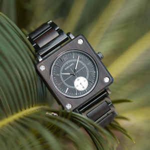 Men's Natural Wooden Watches Square Dial Chrono Luxury Quartz Personalized Wood Watch R14-1-2