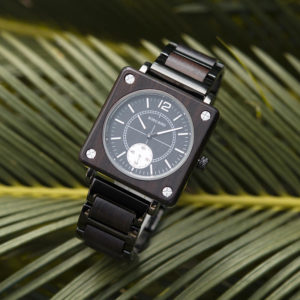 Men's Natural Wooden Watches Square Dial Chrono Luxury Quartz Personalized Wood Watch R14-1-4