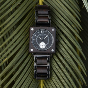 Men's Natural Wooden Watches Square Dial Chrono Luxury Quartz Personalized Wood Watch R14-1-5
