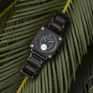 Men's Natural Wooden Watches Square Dial Chrono Luxury Quartz Personalized Wood Watch R14-1-6