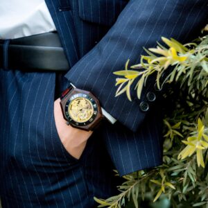 Men's Skeleton Mechanical Wooden Watches Rosewood Handcrafted _16