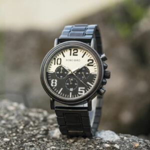 Mens Unique Chronograph Ebony Engrave Wooden Watches - Twilight