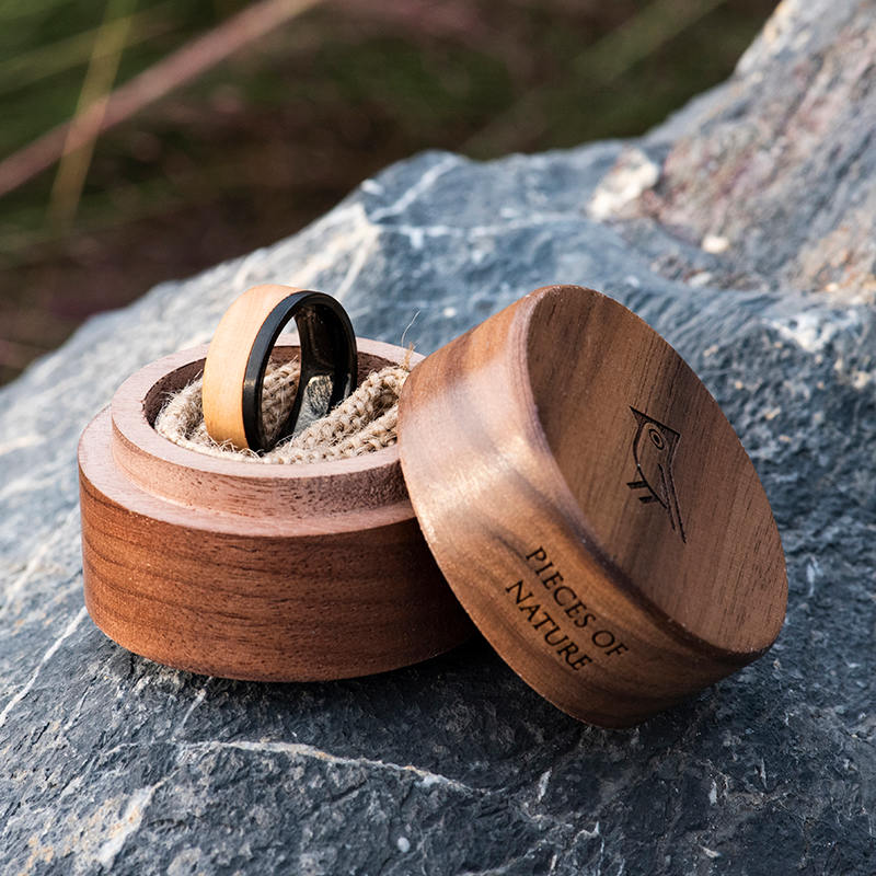 Mens Wood Wedding Band Black Tungsten Wood Ring Lined with Whisky Barrel White Oak Mens Wedding Band GSP10-01K