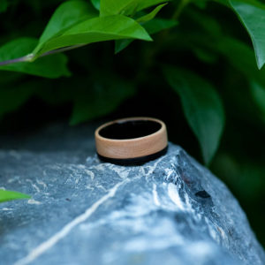 Mens Wood Wedding Band Black Tungsten Wood Ring Lined with Whisky Barrel White Oak Mens Wedding Band GSP10-01K-8