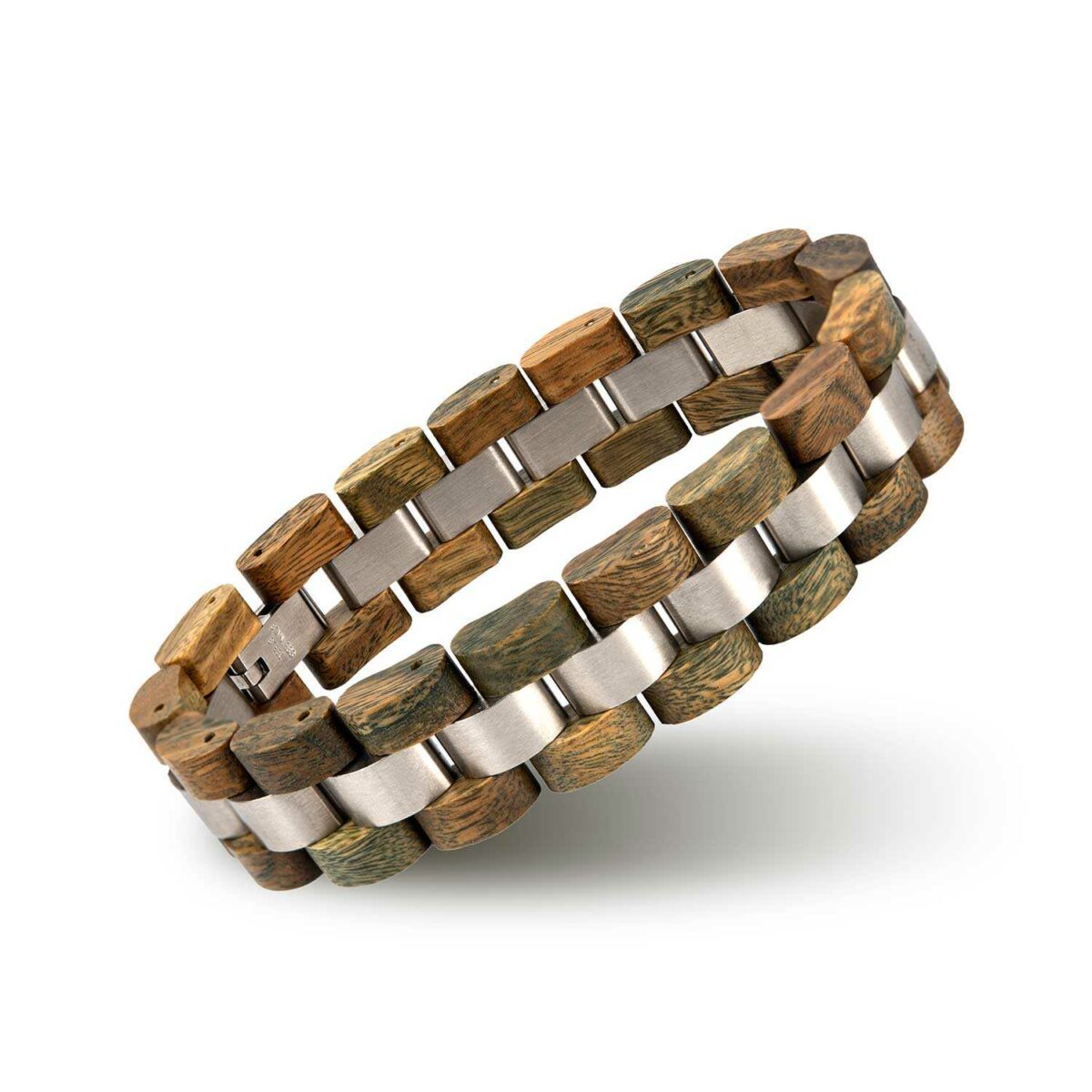 Mens Wooden Bracelet Sandalwood Wood & Stainless Steel - Minuet