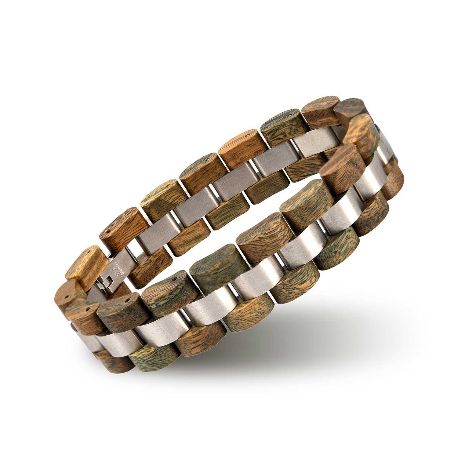 Mens Wooden Bracelet Sandalwood Wood & Stainless Steel - Minuet