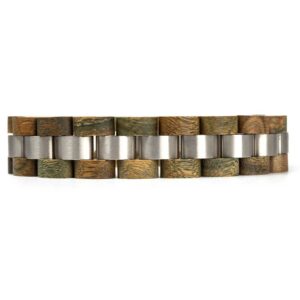 Mens Wooden Bracelet Sandalwood Wood & Stainless Steel - Minuet_4