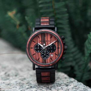 Mens Wooden Watches Classic Handmade Red & Sandalwood Anniversary Gift – Shine P09-3_4