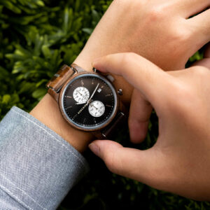 Men's Wooden Watches Classic walnut Wood Silver Chronograph GT115-3_16