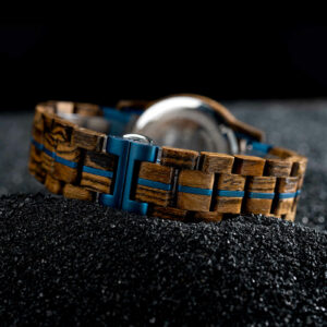 Men's Wooden Watches Classic Wenge Wood Blue Chronograph GT115-2_20