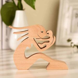 Mom and Children Wood Sculpture, Mothers Day Wooden Carving Gifts, Wooden Gifts for Wife Mom_1