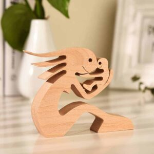 Mom and Children Wood Sculpture, Mothers Day Wooden Carving Gifts, Wooden Gifts for Wife Mom_2