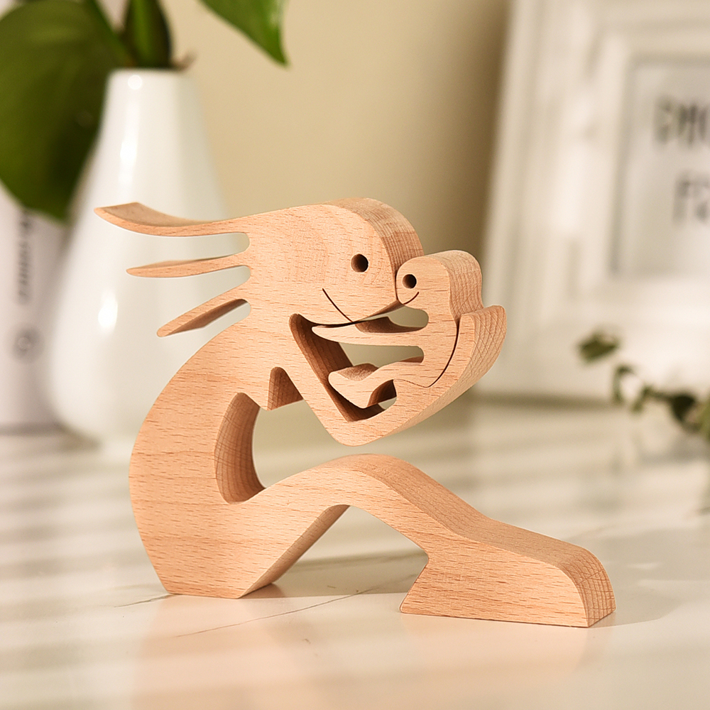 Mom and Children Wood Sculpture, Mothers Day Wooden Carving Gifts, Wooden Gifts for Wife Mom