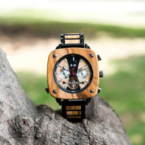 Natural Zebrawood Square Multifunctional Mechanical Wooden Watch - Sullivan_2