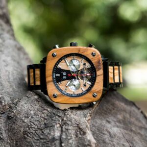 Natural Zebrawood Square Multifunctional Mechanical Wooden Watch - Sullivan_3