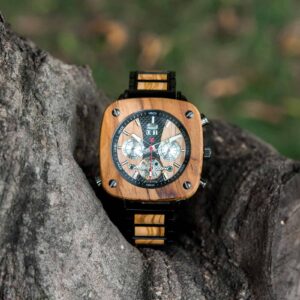 Natural Zebrawood Square Multifunctional Mechanical Wooden Watch - Sullivan_4