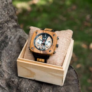 Natural Zebrawood Square Multifunctional Mechanical Wooden Watch - Sullivan_6