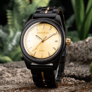 Nature's Palette Wooden Watch Collection Ebony Midnight Gold Edition Watch T164-1_11