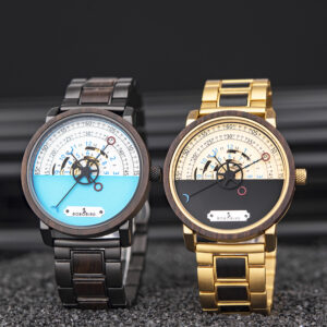 Personalized Automatic Mechanical Handmade Wooden Watches Aviation Military Style Ebony Watch GT043-1A-13