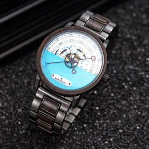 Personalized Automatic Mechanical Handmade Wooden Watches Aviation Military Style Ebony Watch GT043-1A-14