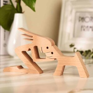 Personalized Dog Love Figures A woman a dog Wood Sculpture Carved Wood Pet Lover Gift Pet Memorial 3