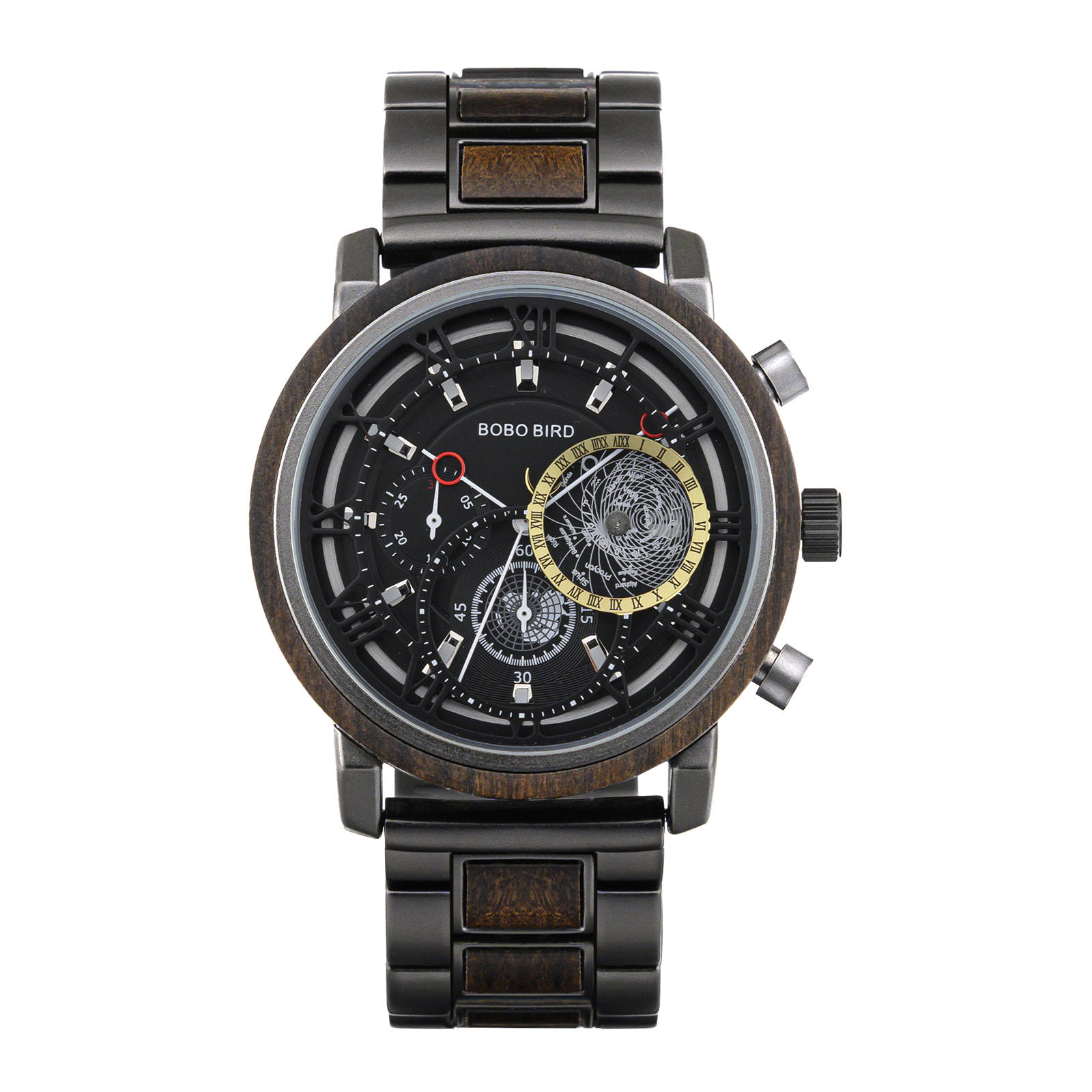 Personalized Wood Watch Ebony Chronograph Watch GT044-1A
