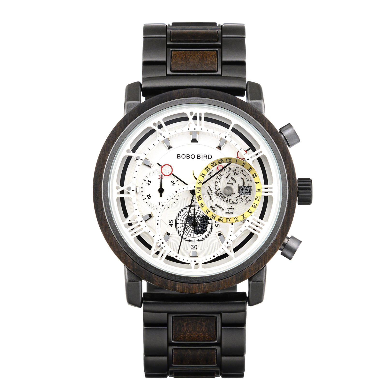 Personalized Wood Watch Ebony Chronograph Watch GT044-2A