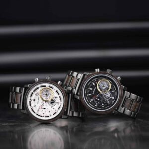 Personalized Wood Watch Ebony Chronograph Watch GT044-2A_4