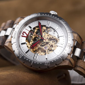 Premium Handcrafted Natural Zebra Wood Automatic Mechanical Movement Wooden Watches for Men Best Gift for Him - Gold S11-2-2
